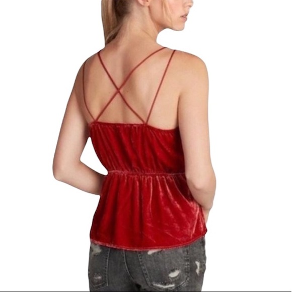 Express Tops - Express Red-Orange Velvet Strappy Wrap Camisole